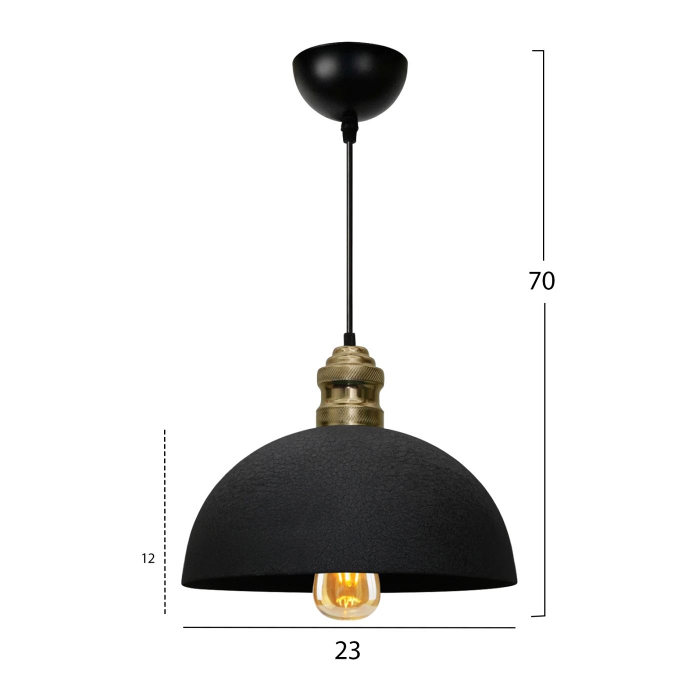 Függő lámpa konyhába, E27, fekete árnyalat, 70 cm - 2