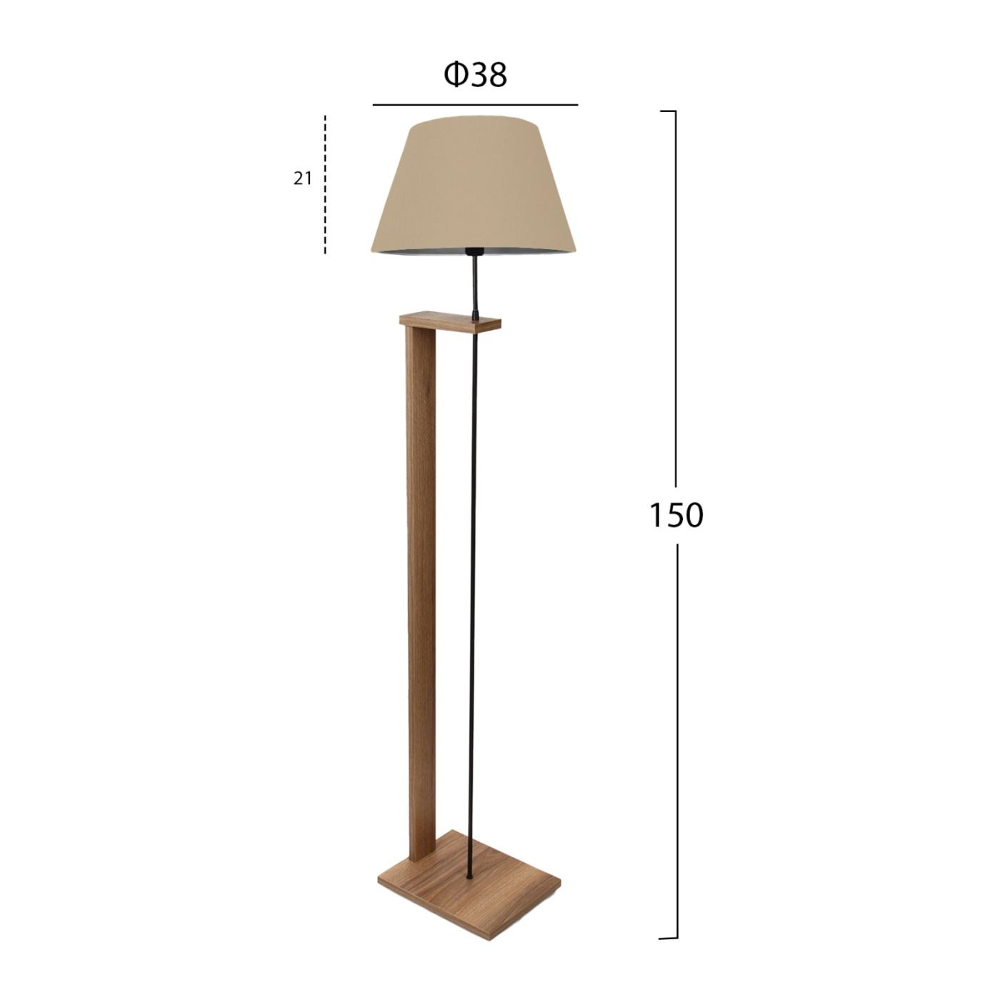 Fém/MDF padlólámpa, E27, fekete/bezs árnyalat, 38x21x150 cm - 2