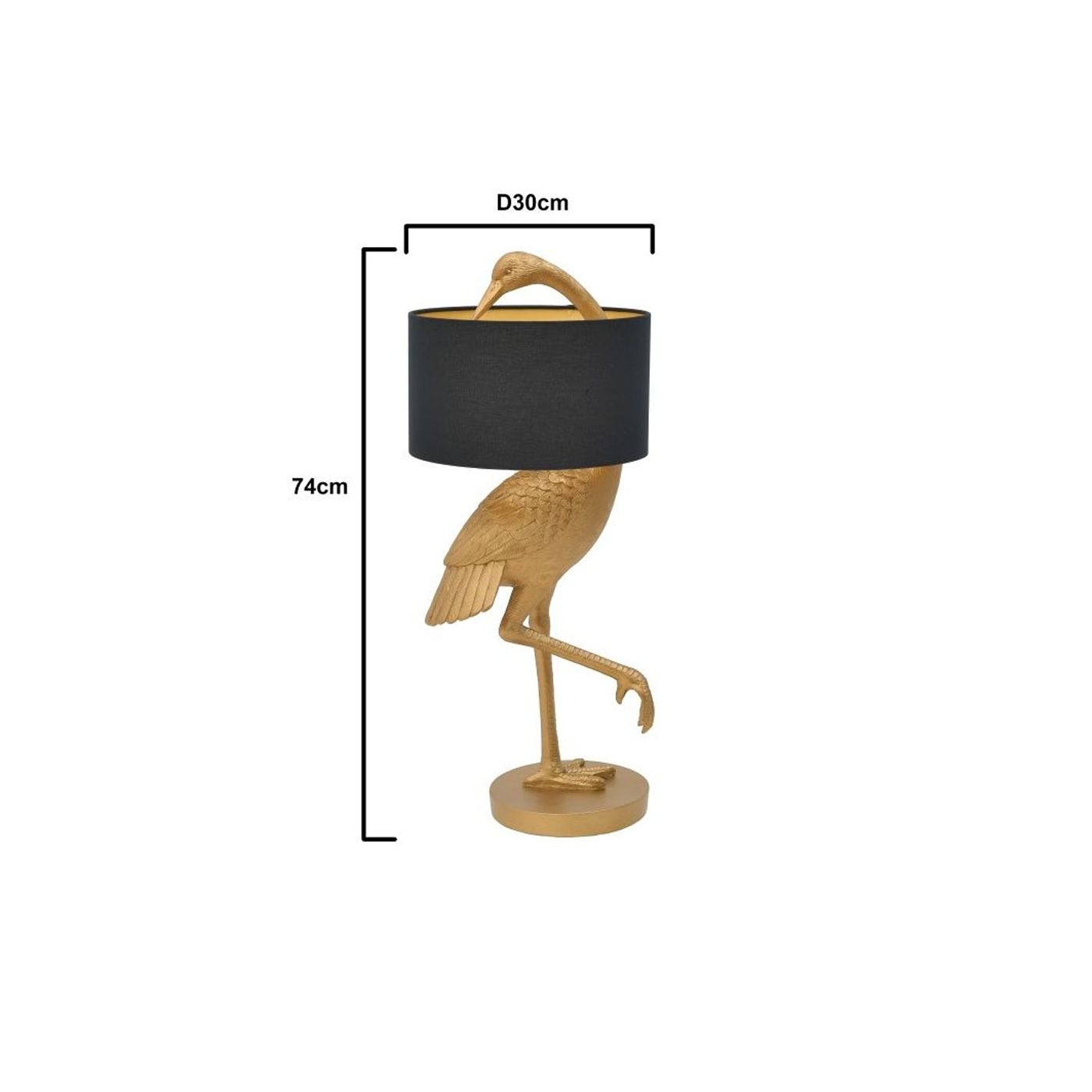Asztali lámpa, gólya alakú, arany/fekete, Luminaire, 30x74 cm - 3