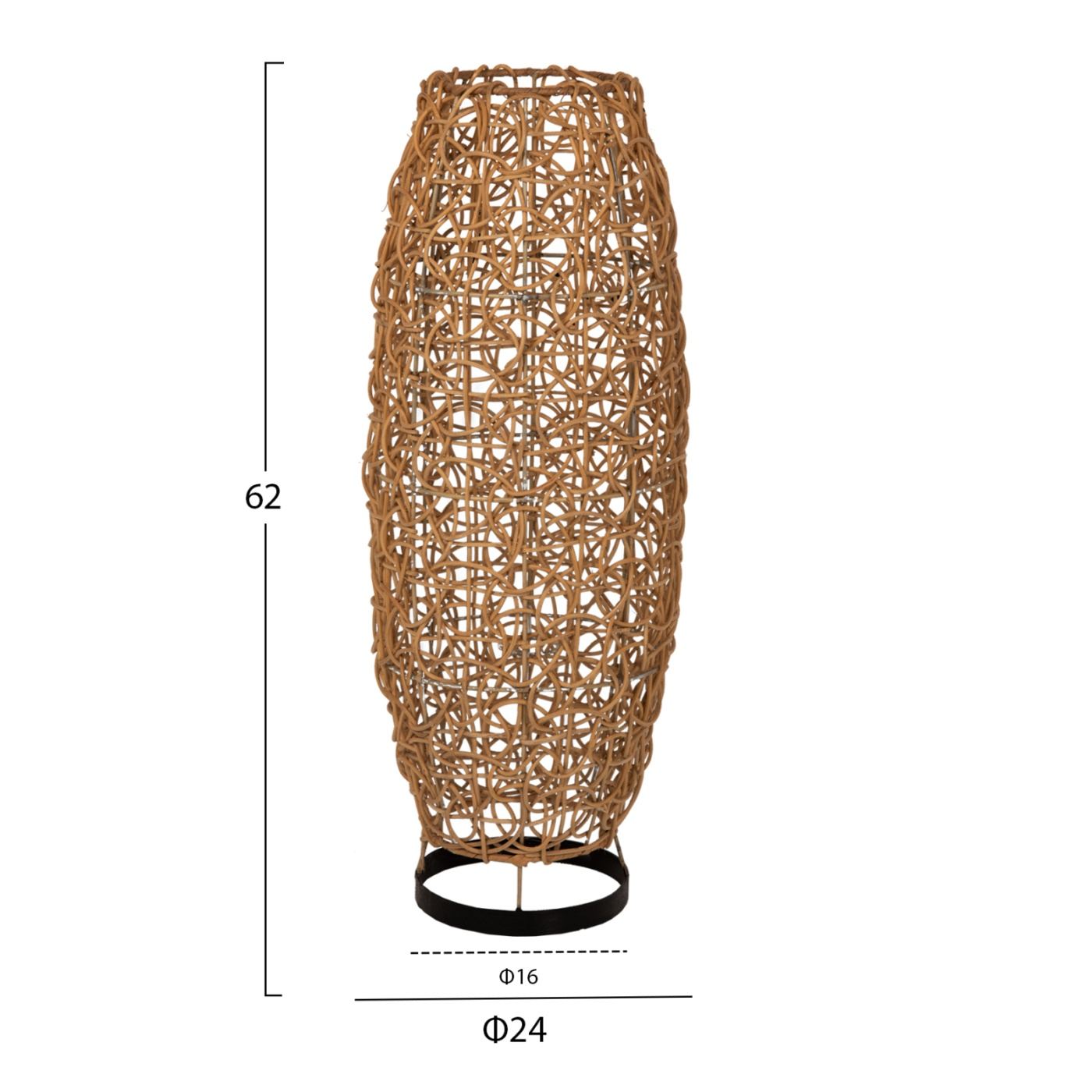 Padló lámpa, rattan, természetes árnyalat, 24x62 cm - 2
