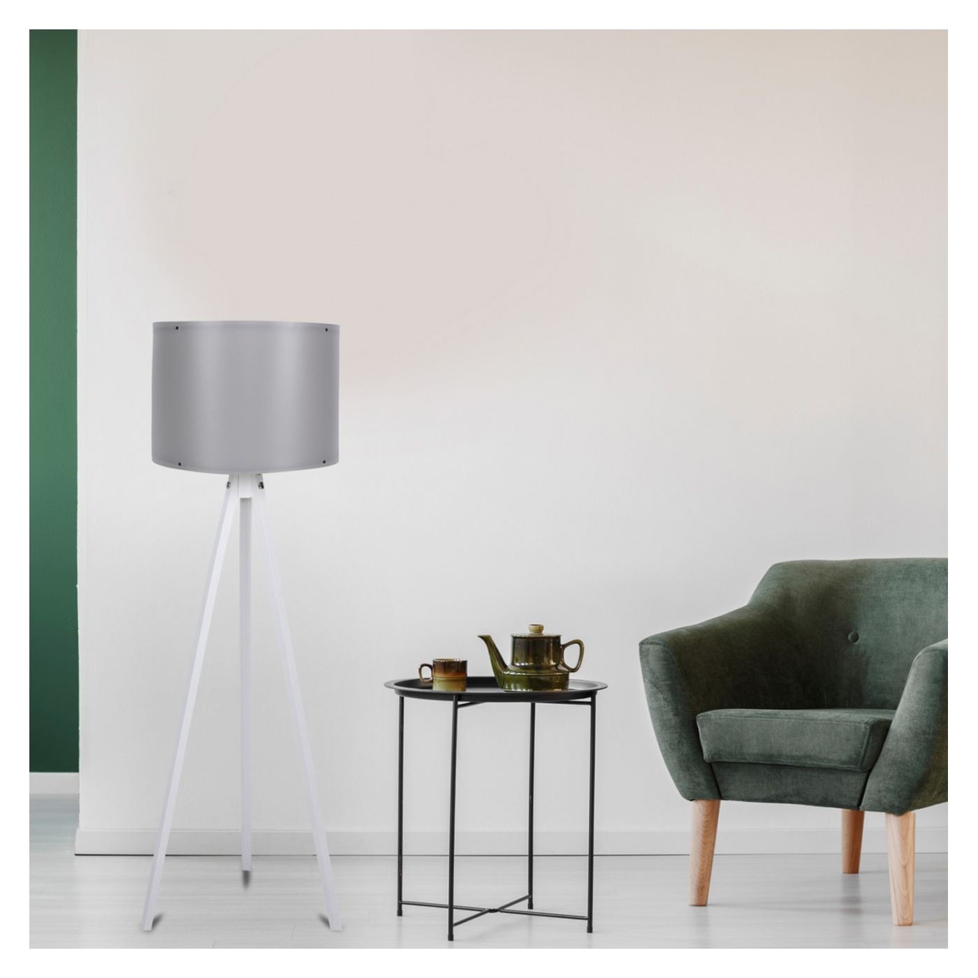 Padlólámpa, MDF, E27, szürke/fehér árnyalat, 38x145 cm - 3