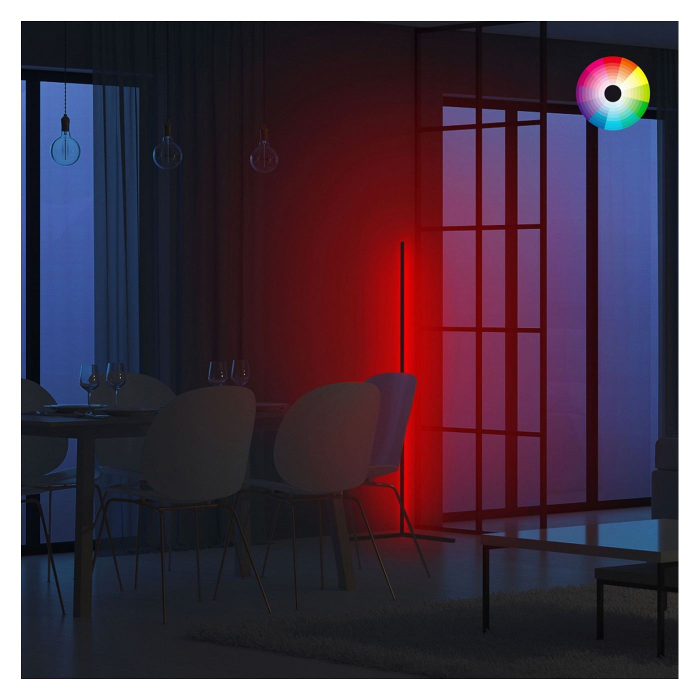 RGB LED padlólámpa, vezérlés vezeték nélkül, 30x30x120 cm - 6
