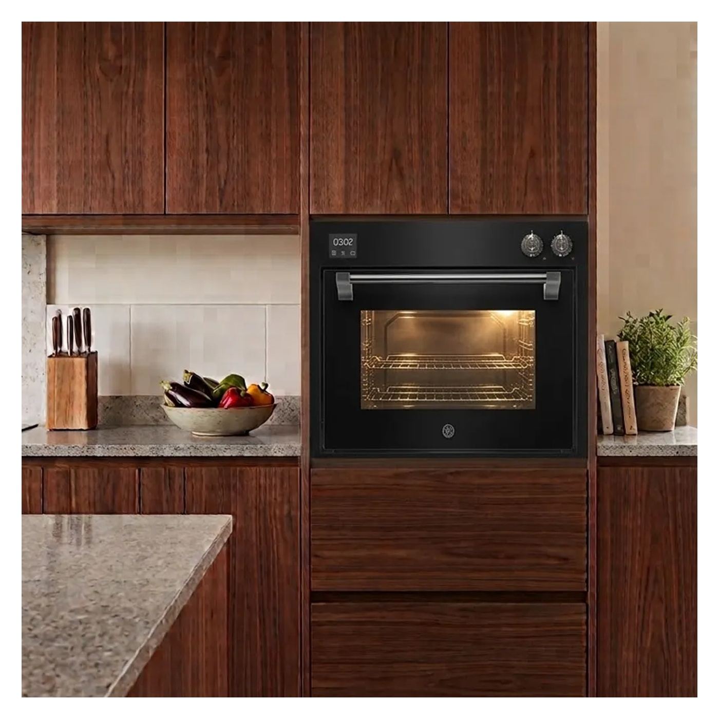 Prémium beépíthető elektromos sütő gőzzel és légkeveréssel, Steel Cucine, 90 cm, 91 liter, Króm/Matt Antracit - 2