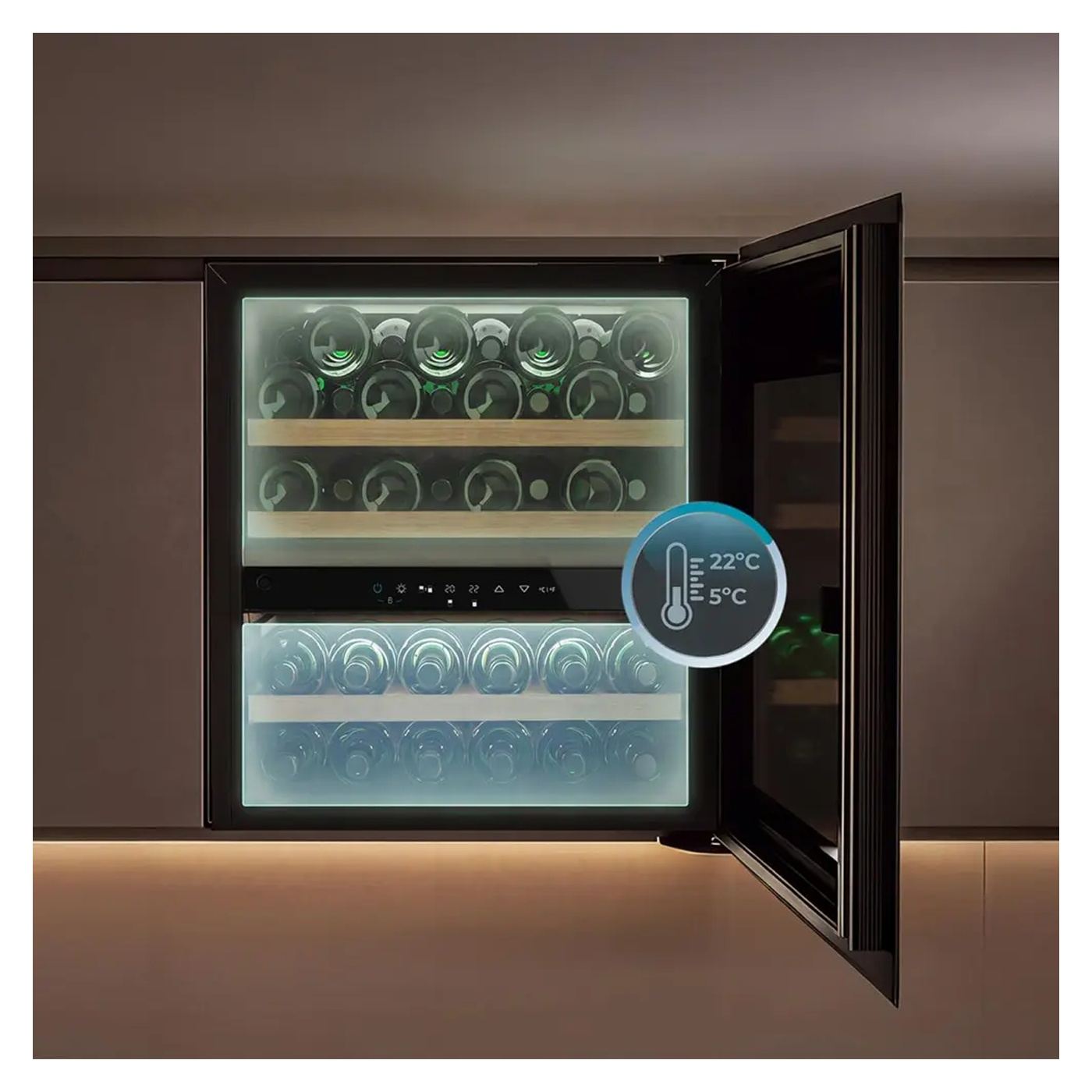 Beépíthető borhűtő, Cecotec, GrandSommelier 36000 Touch, 36 palack, matt fekete - 3
