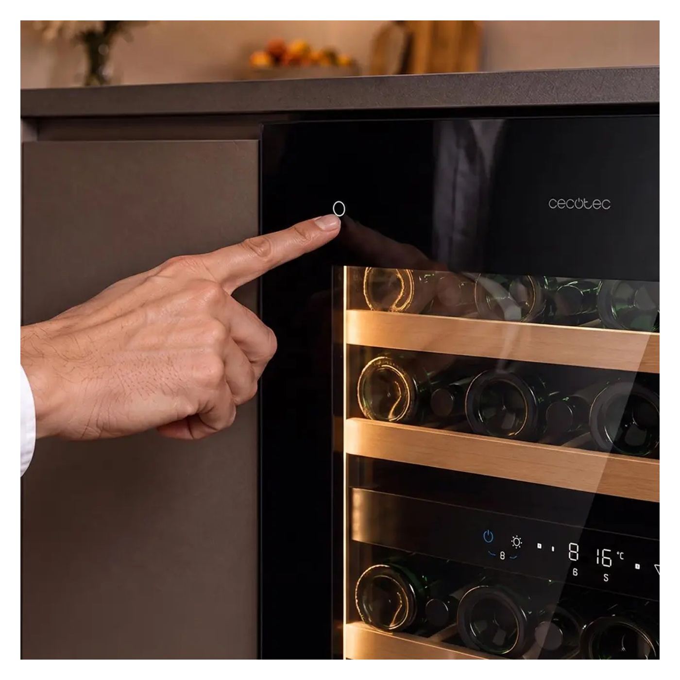 Beépíthető borhűtő, Cecotec, GrandSommelier 36000 Touch, 36 palack, matt fekete - 4