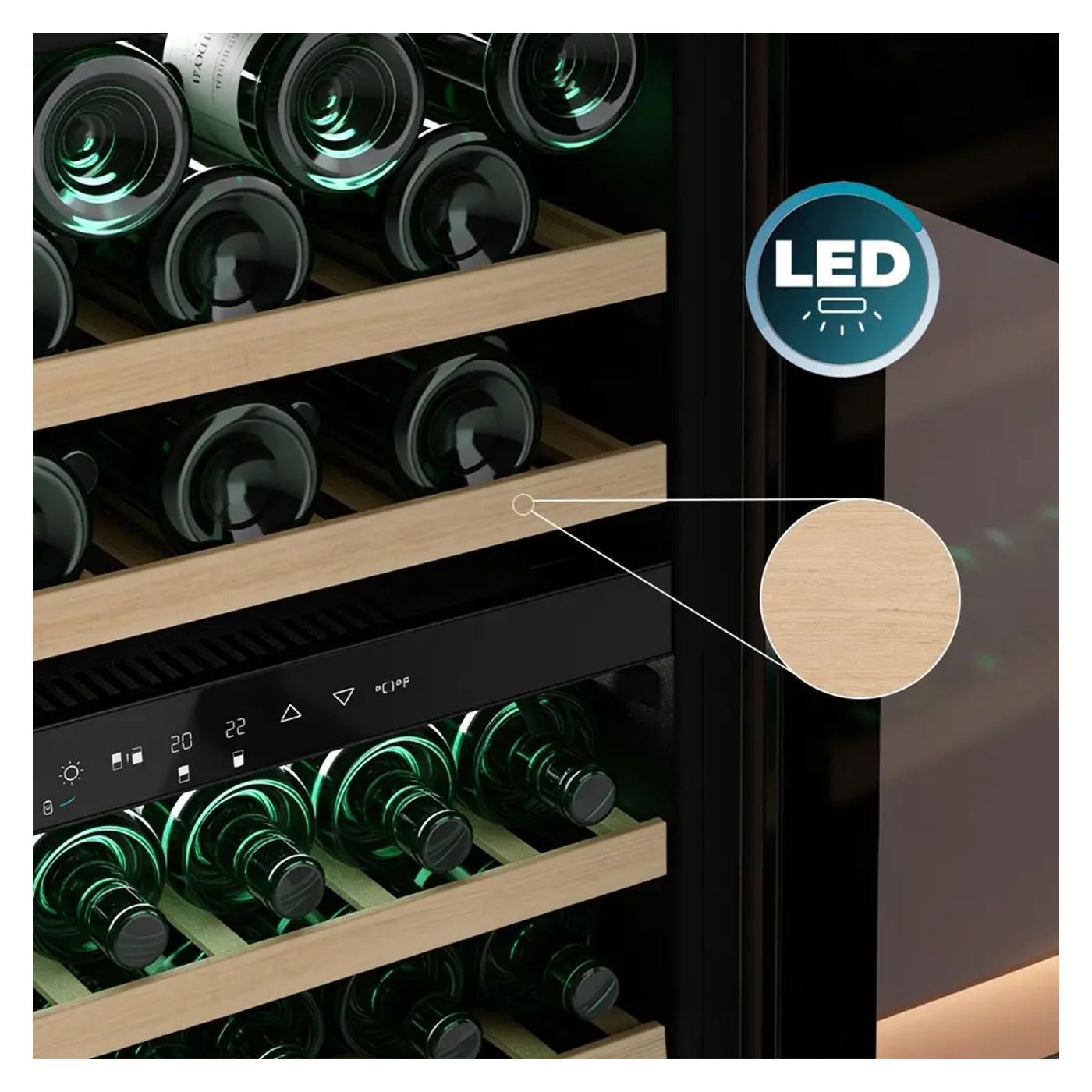 Beépíthető borhűtő, Cecotec, GrandSommelier 36000 Touch, 36 palack, matt fekete - 6