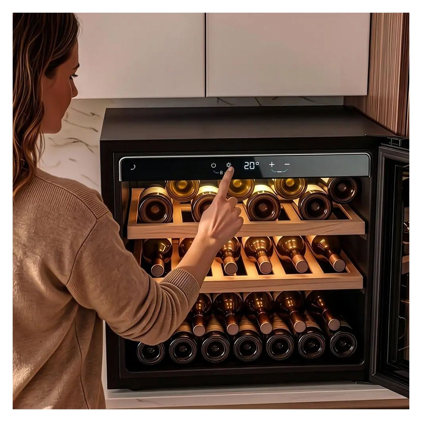 Beépíthető borhűtő, Cecotec, GrandSommelier 28000 Touch, 28 palack, Matt fekete - 5