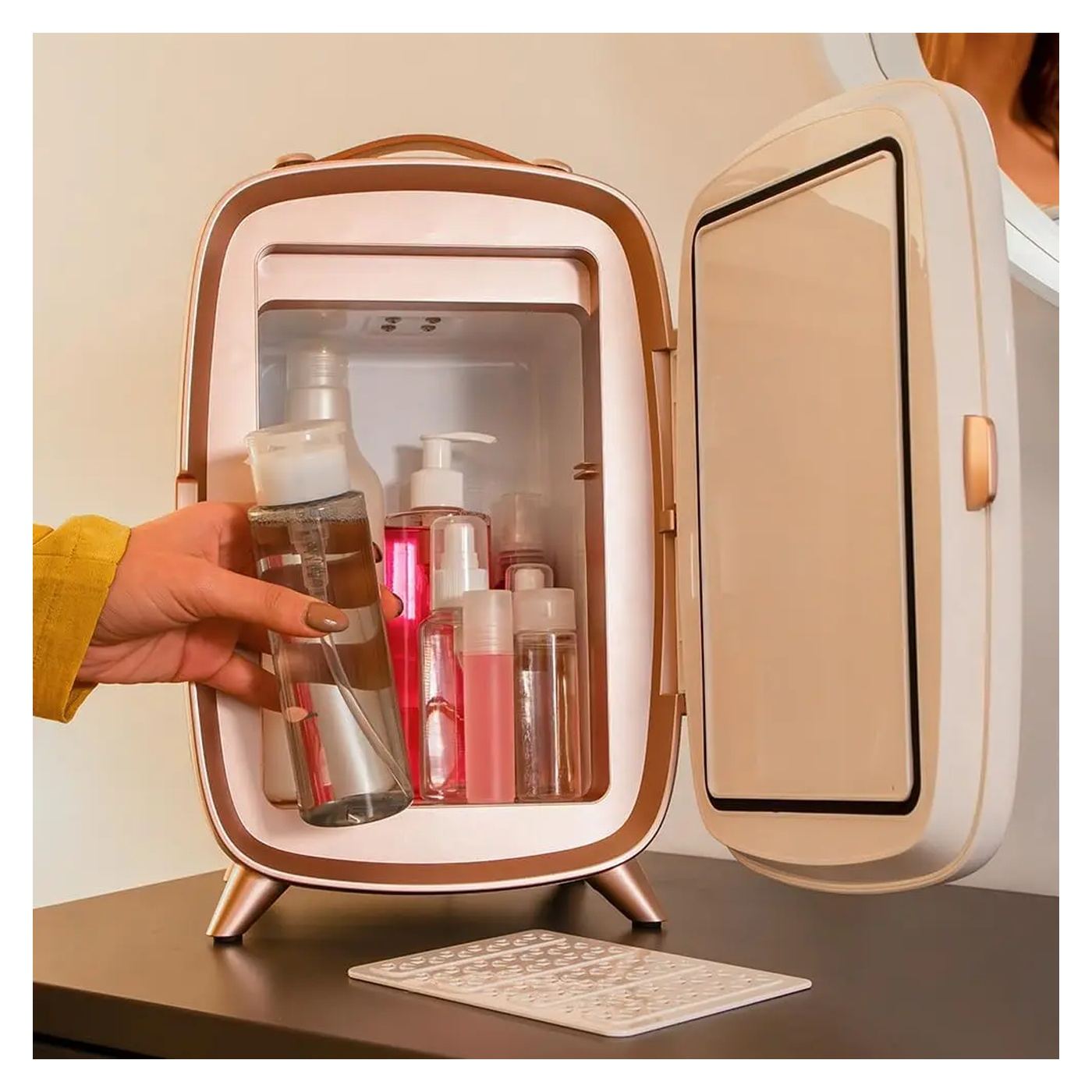 Mini hordozható kozmetikai hűtőszekrény Cecotec CoolingBeauty 6000 Mirror, 6l, Ajtó külső tükörrel, LED világítás 3 intenzitássa - 4