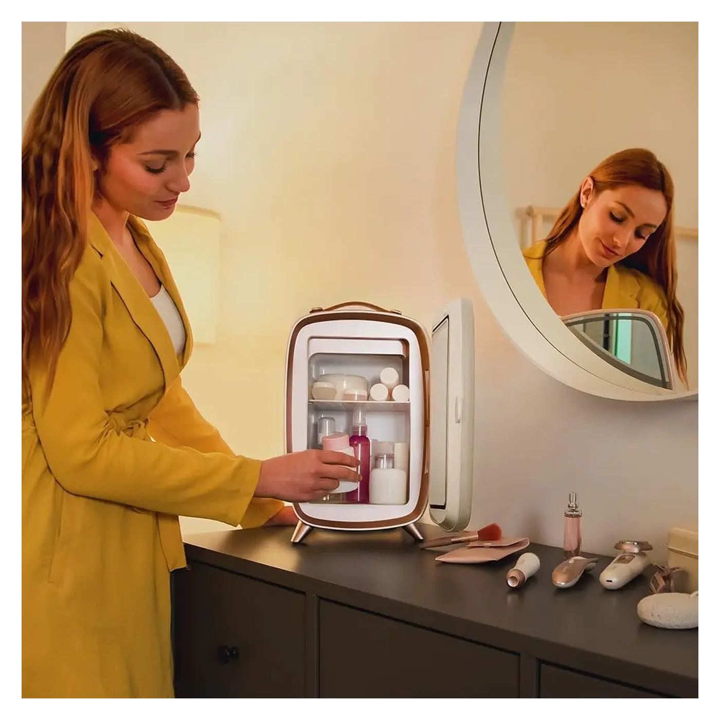 Mini hordozható kozmetikai hűtőszekrény Cecotec CoolingBeauty 6000 Mirror, 6l, Ajtó külső tükörrel, LED világítás 3 intenzitássa - 5