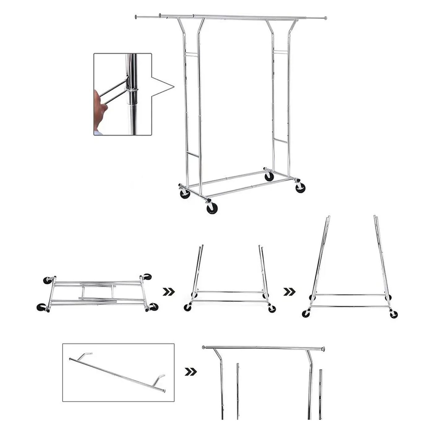 SONGMICS HSR12S ruhaállvány, krómozott vas, állítható rúd, 129 x 55 x 148/172 cm - 7