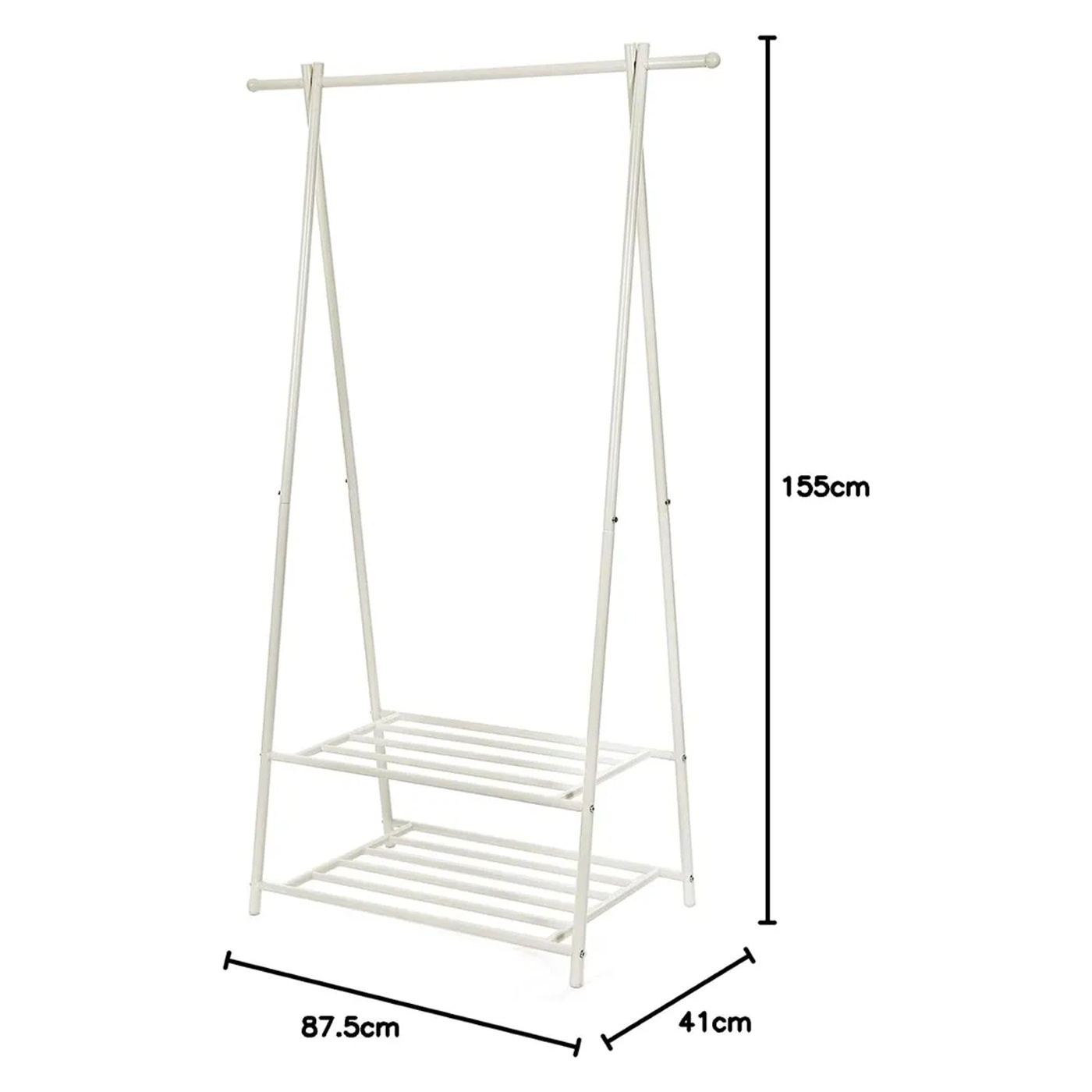 SONGMICS fém ruhaállvány, ruhaakasztó sínnel, cipőtartóval 87,5 x 155 x 41 cm - 5