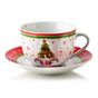 Porcelán csésze csészealjjal Santa Lila 9x14x7cm piros 1 készlet thumbnail 1