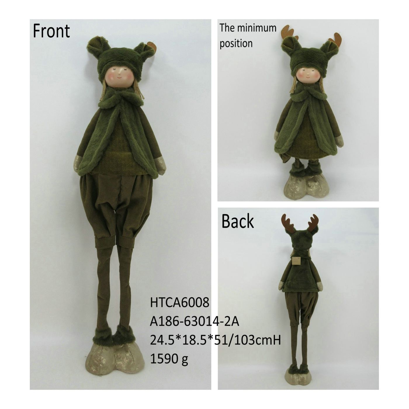 Plüssfigura Santa Lila Fiú 22x19x67/103cm színes 1db - 2