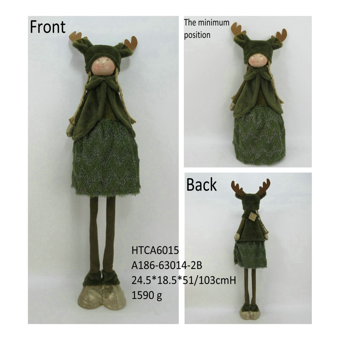 Plüss figura Santa Lila Dziewczynka 22x19x67/103cm színes 1db - 2