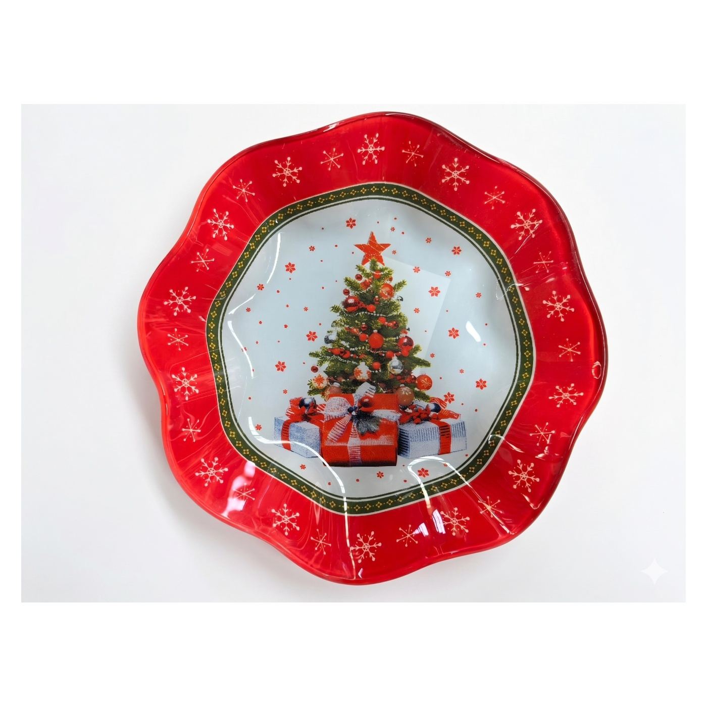üveg dekorációs tányér Allesken SANTA LILA 28,5x28,5x4cm piros 1db - 2