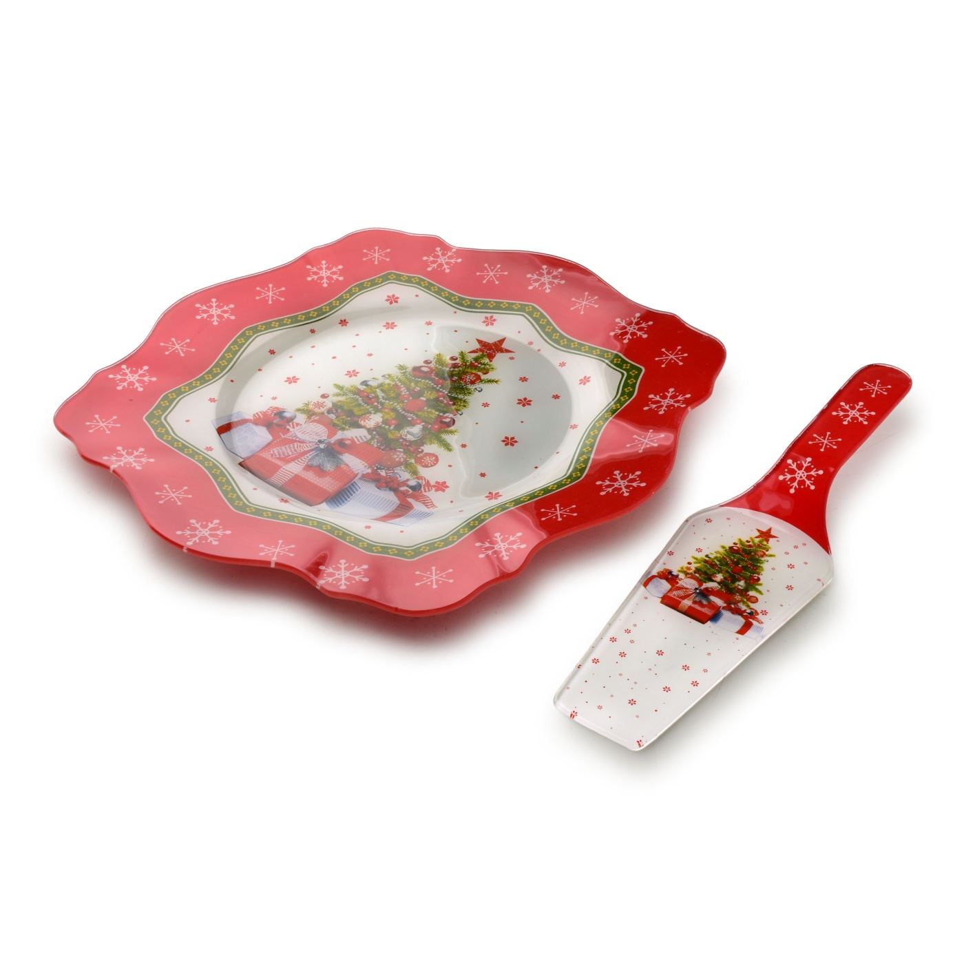 Üveg tortatál lapáttal Santa Lila 30,5x30,5x2,3 átlátszó 1 készlet - 2