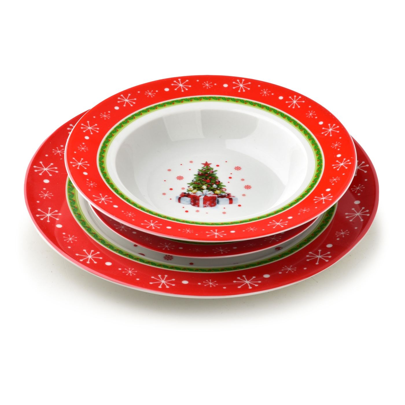 Porcelán tányérkészlet AFFEKDESIGN SANTA LILA 22x19x27cm piros 3db - 3