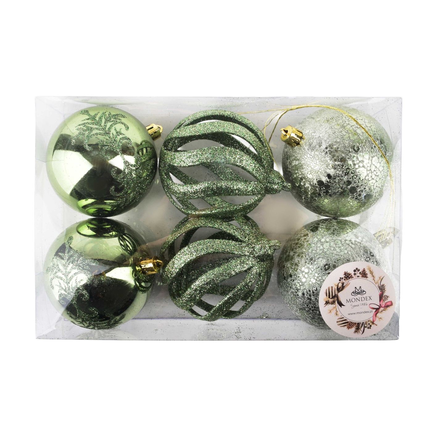 Karácsonyi gömbdísz SANTA LILA 8cm 6db készlet - 2