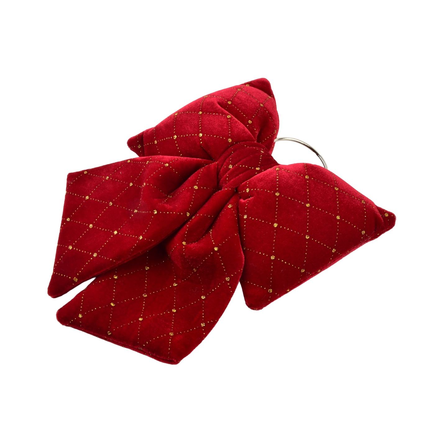 Dekorációs masni SANTA LILA 22x28cm bordó kockás 1db - 2