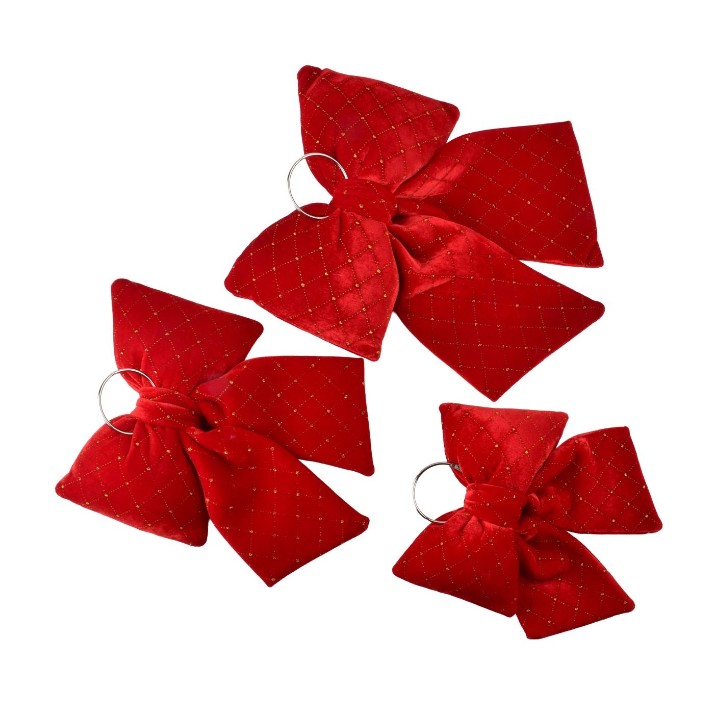 Dekoratív masni Santa Lila Kokarda 25x30cm piros kockás 1db - 4
