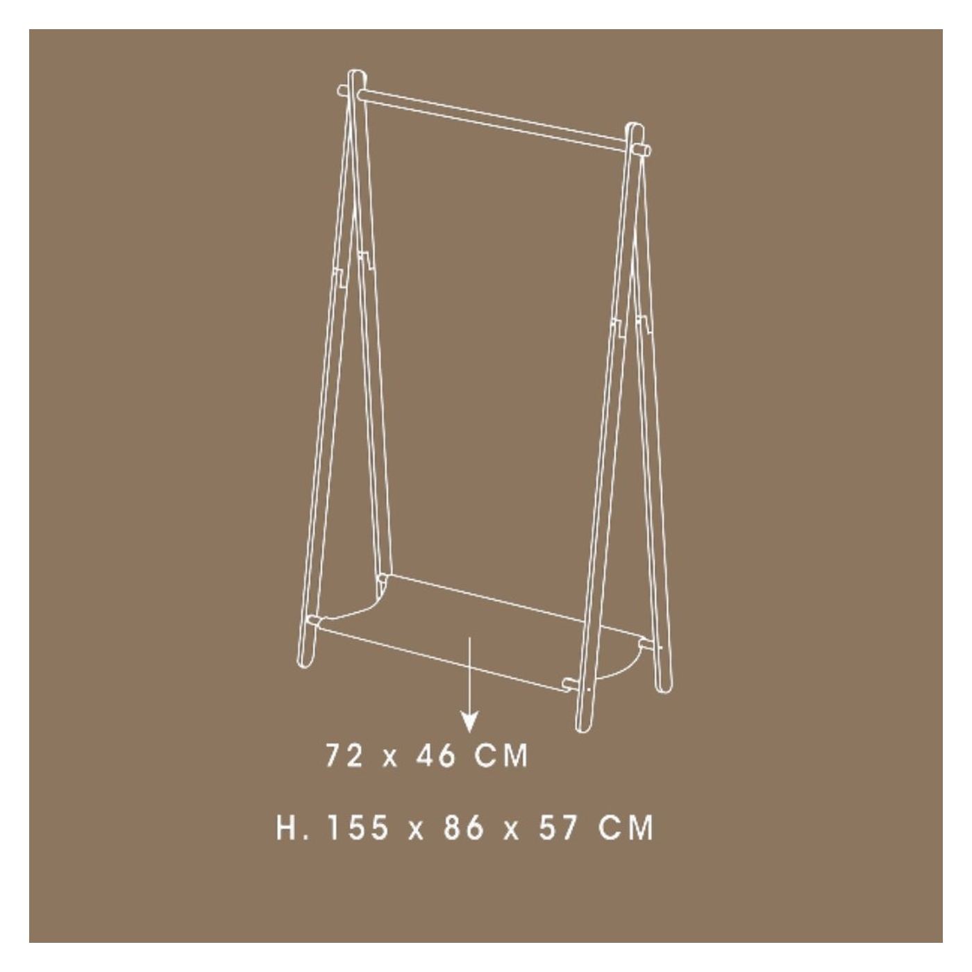 Bambusz ruhaállvány textils polccal, 155x86x57 cm - 3
