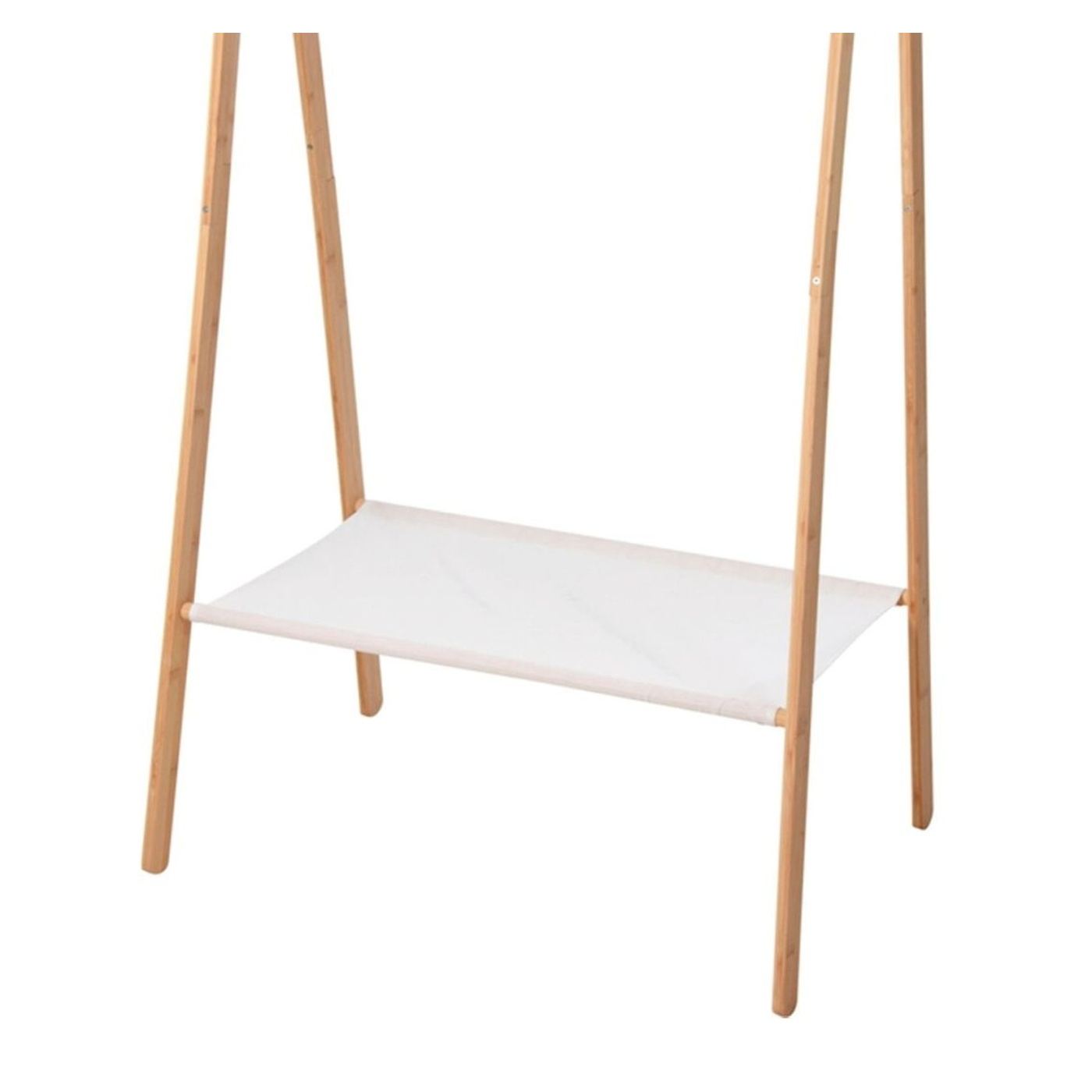 Bambusz ruhaállvány textils polccal, 155x86x57 cm - 6