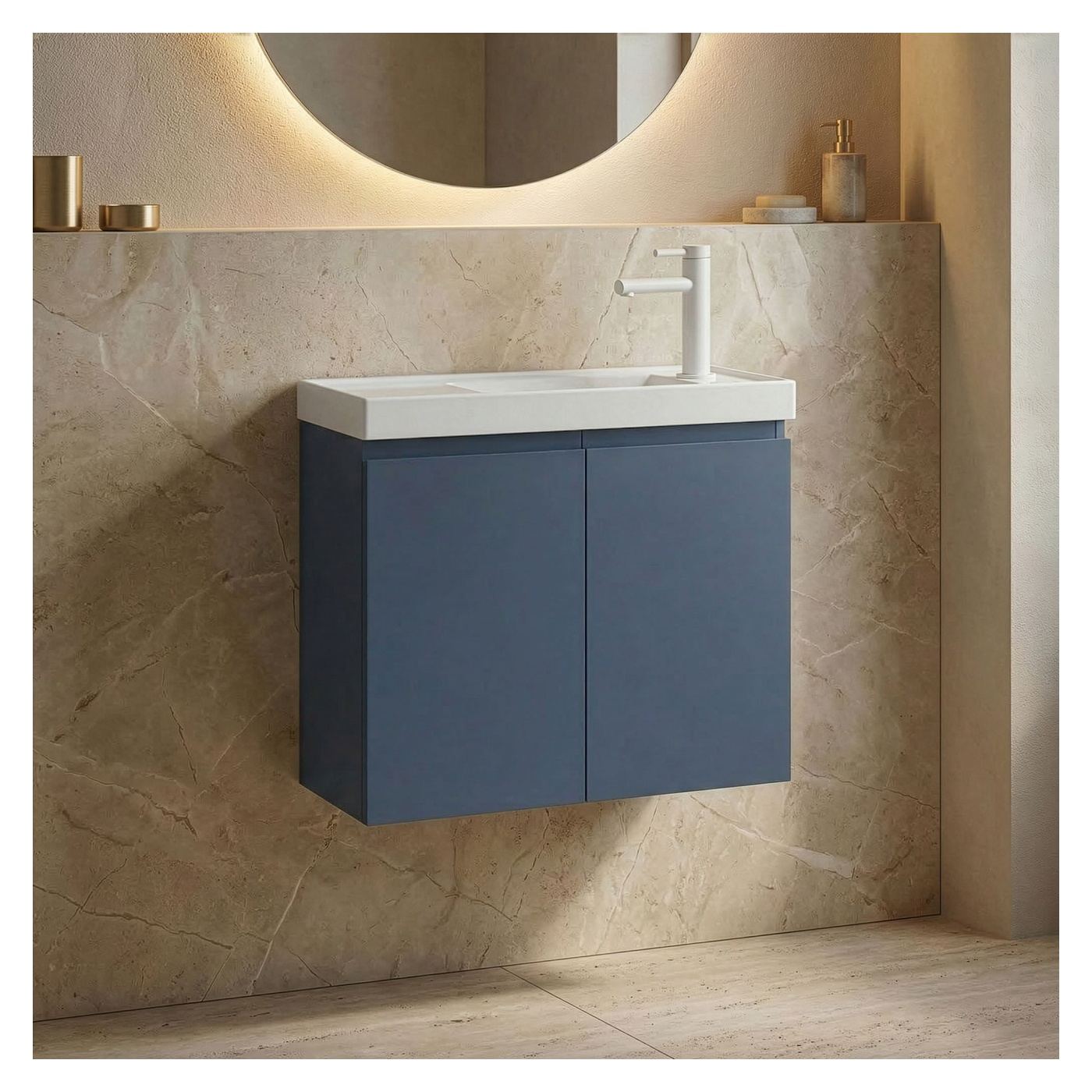 Bathroom Cabinet With Sink, Petrol Blue