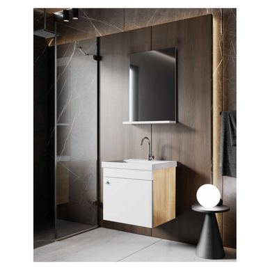 Set Mobilier Baie cu Chiuvetă și Oglindă (2 Piese), Sanomo, Alb
