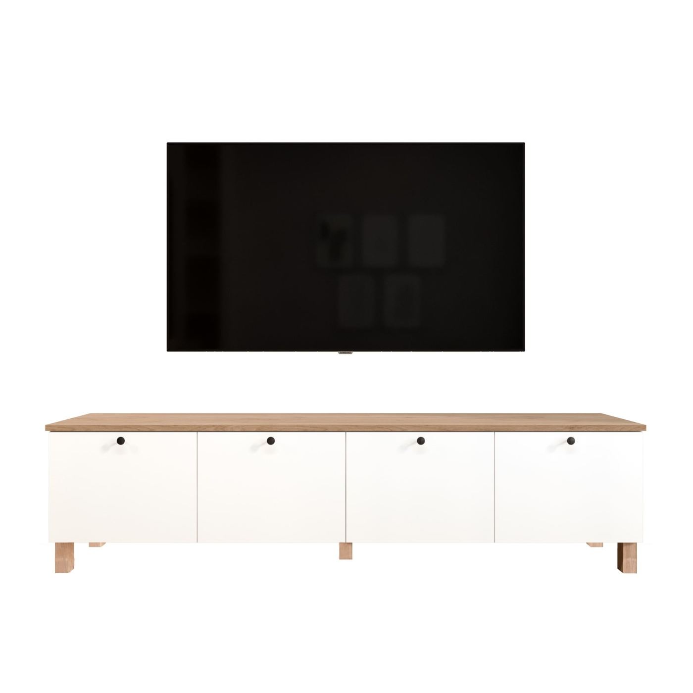 TV állvány, fehér, tölgy - 9