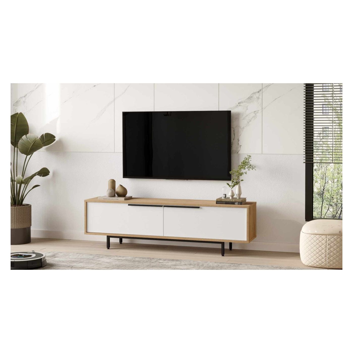 TV állvány, Natúr, Fehér - 3