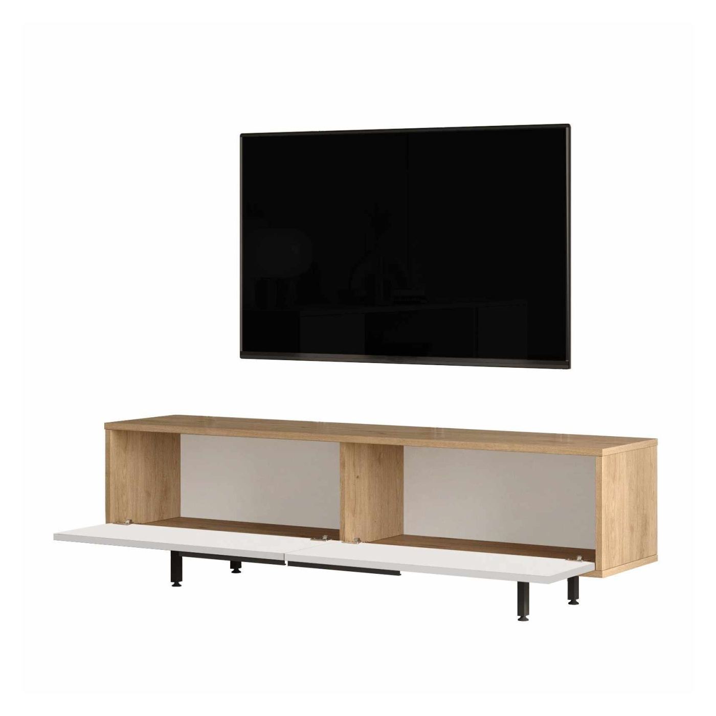 TV állvány, Natúr, Fehér - 5