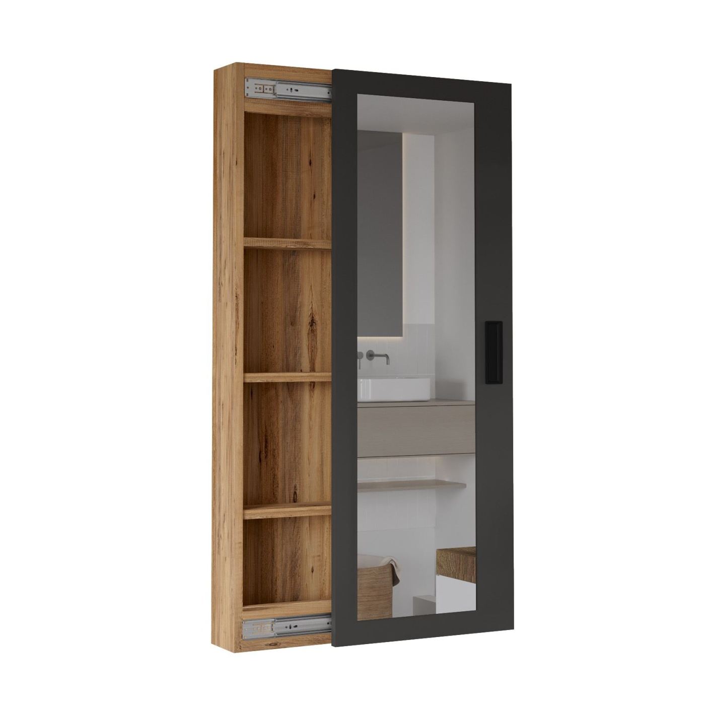 Fürdőszobai polc, Atlantikc Pine, Anthracite - 6