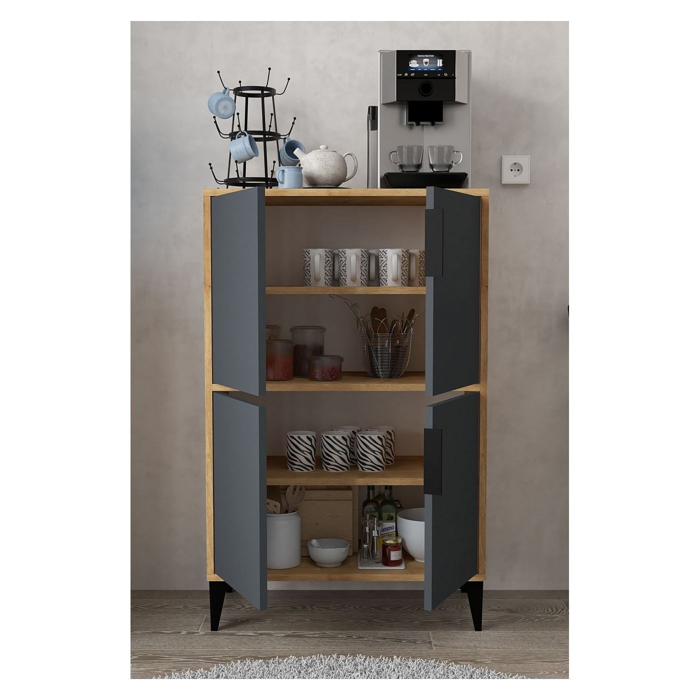 Többcélú szekrény, Sapphire Oak, Anthracite - 2