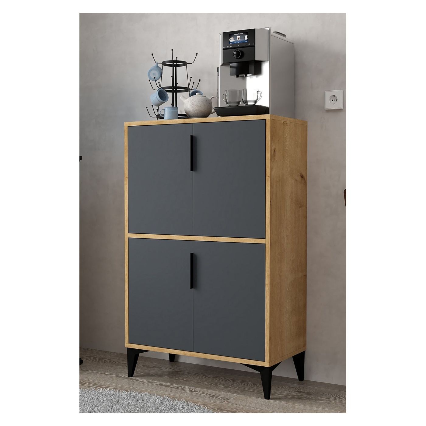 Többcélú szekrény, Sapphire Oak, Anthracite - 3