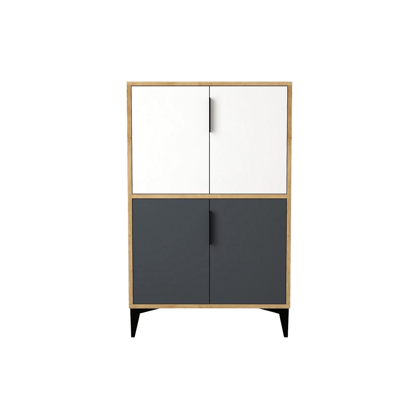 Sokoldalú szekrény, Sapphire Oak, Fehér, Antracit - 5