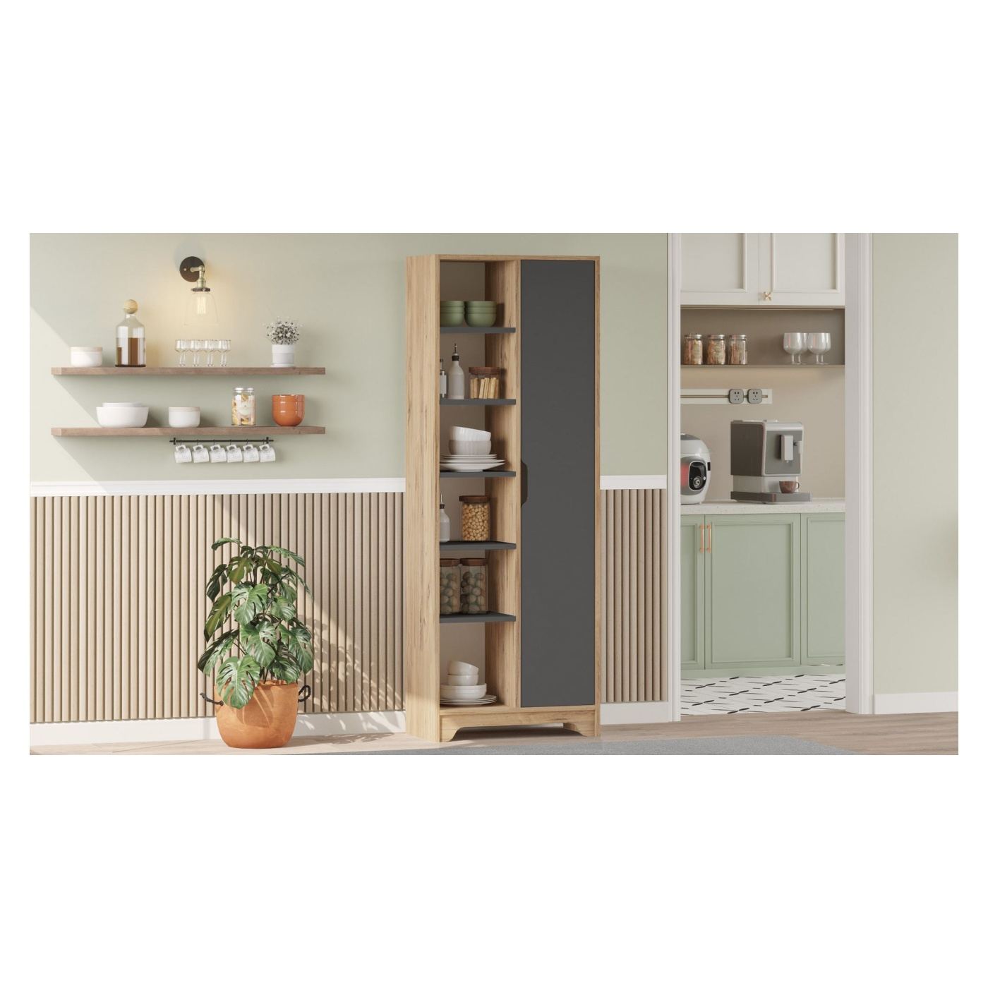 Többcélú szekrény, Atlantic Pine, Anthracite - 2