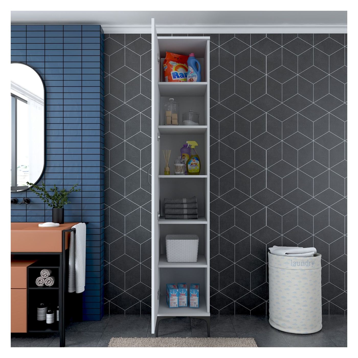 Sokoldalú szekrény, fehér - 7