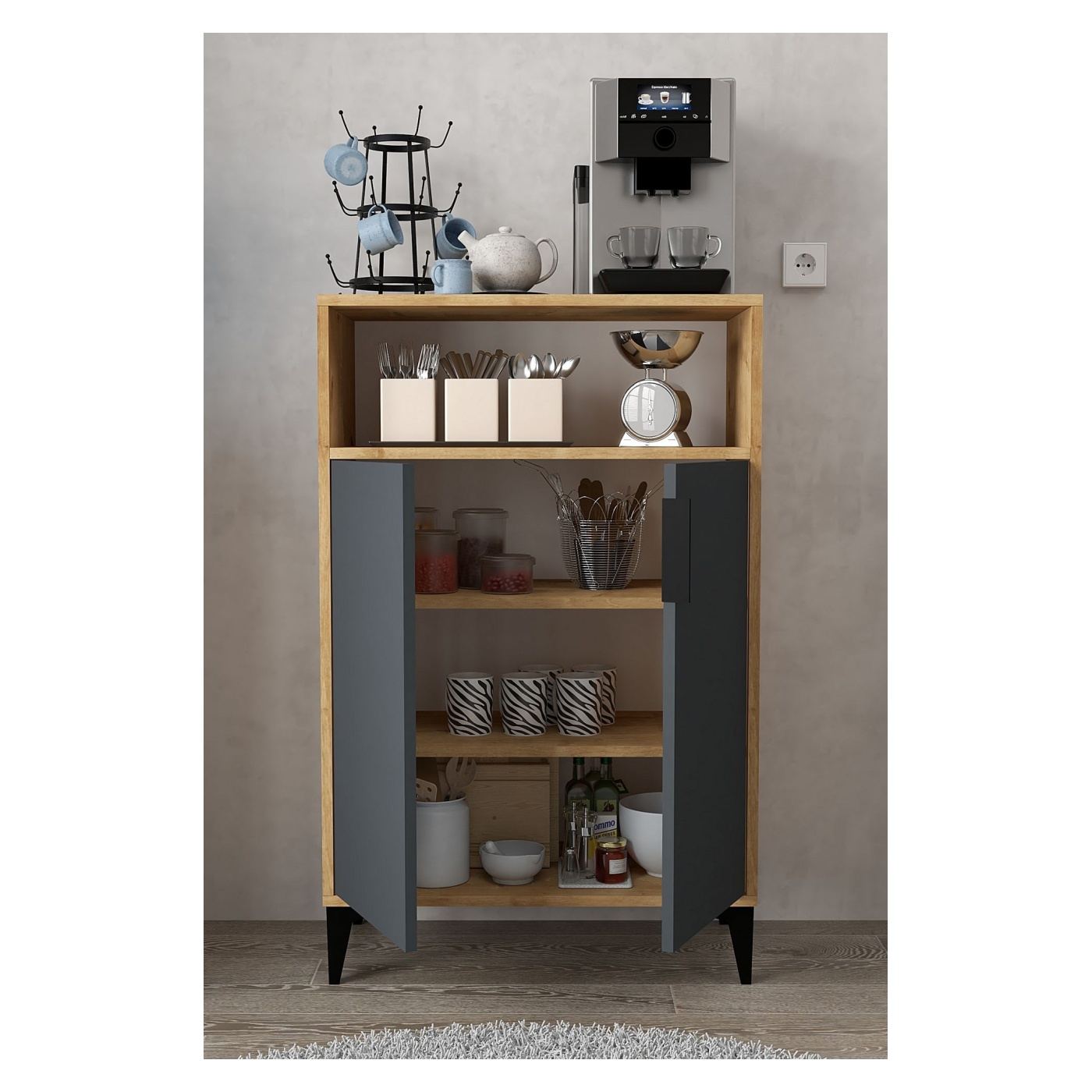 Sokoldalú szekrény, Sapphire Oak, Anthracite - 2