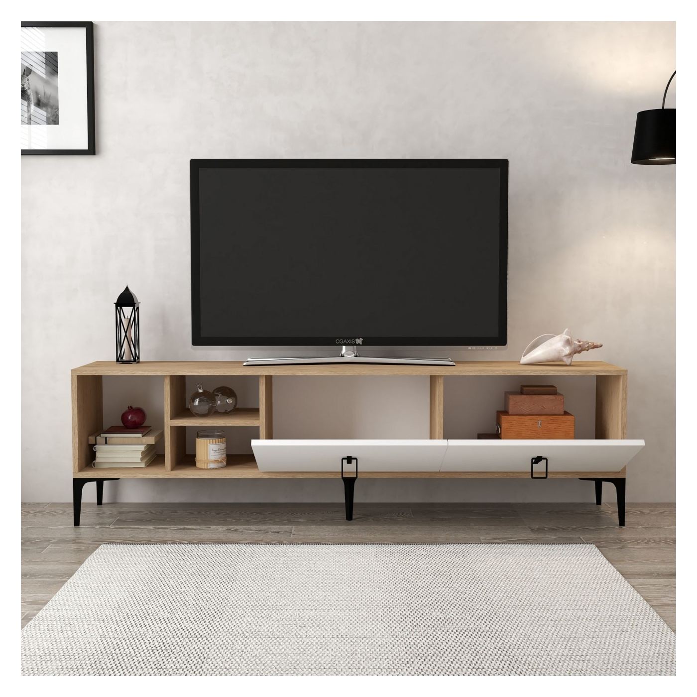 TV állvány, Sapphire Oak, Fehér - 2