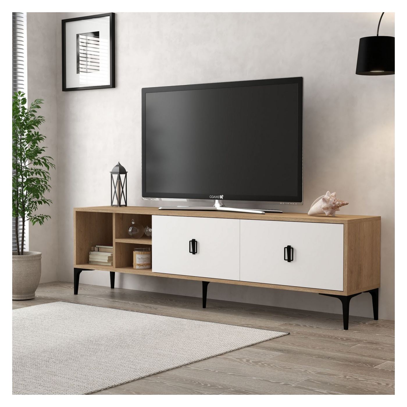 TV állvány, Sapphire Oak, Fehér - 3