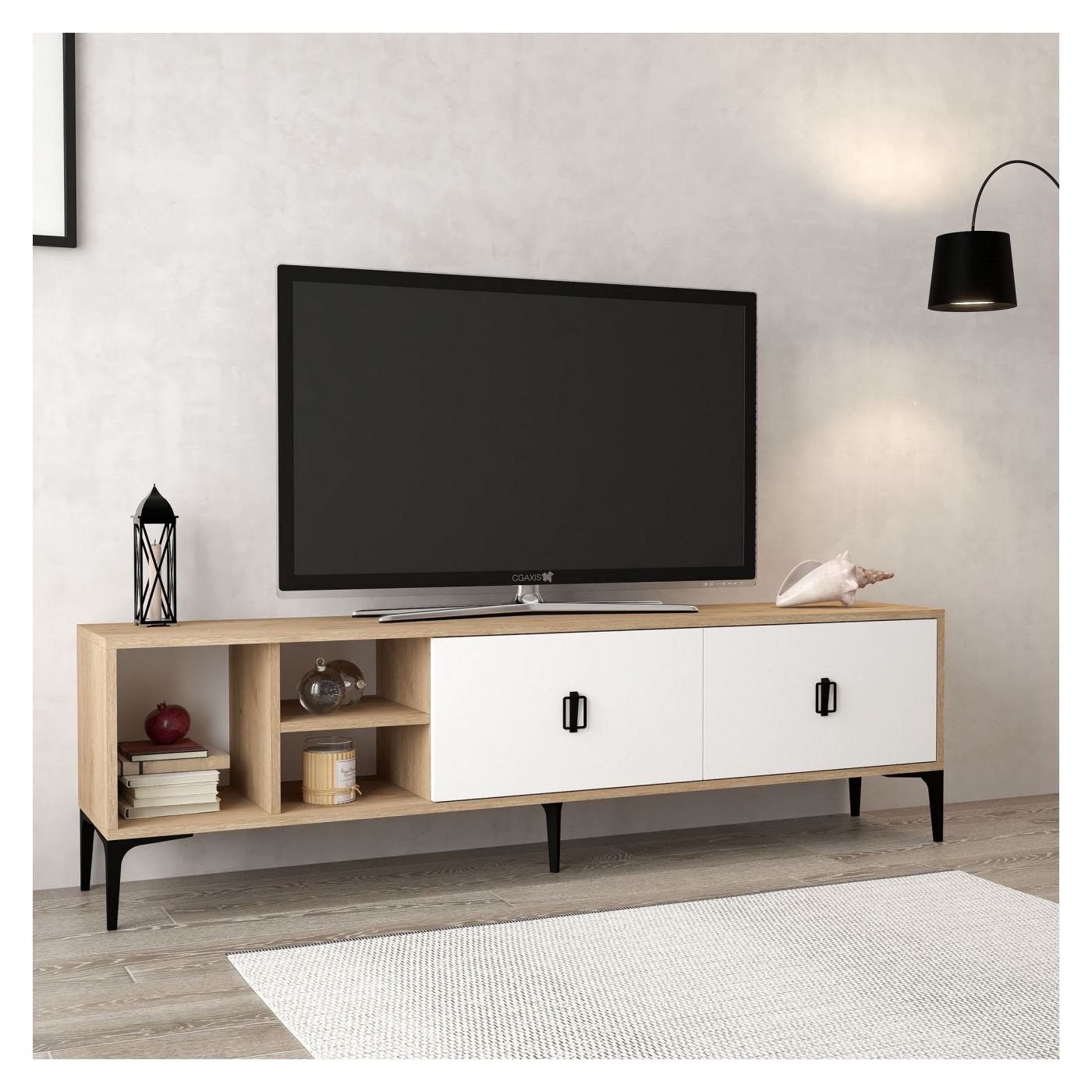 TV állvány, Sapphire Oak, Fehér - 4