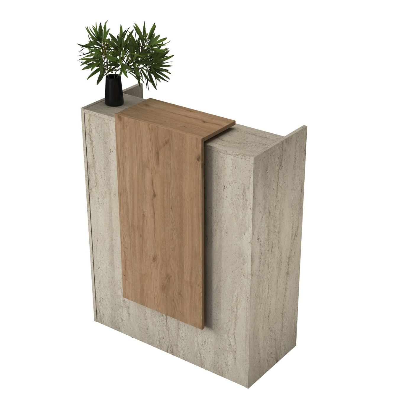 Recepciós asztal, travertin, diófa - 8