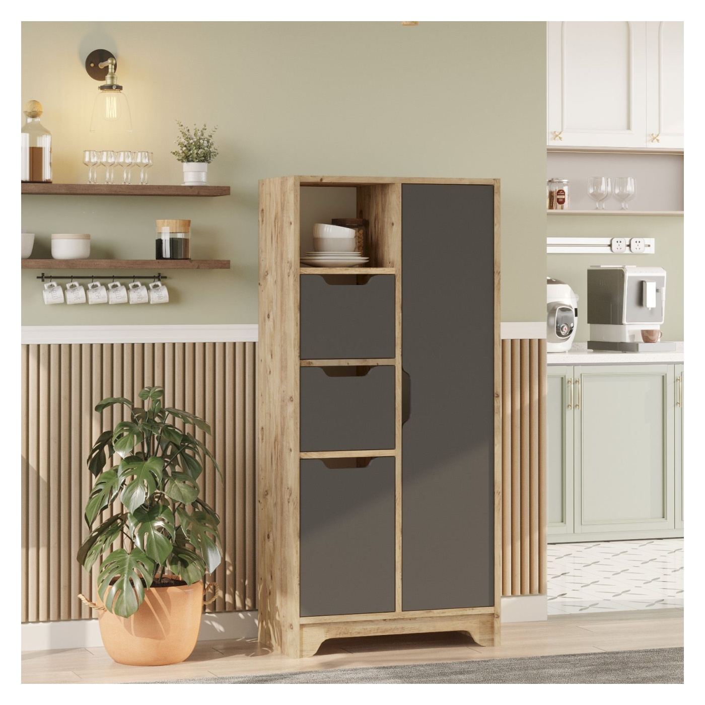 Sokoldalú szekrény, Atlantic Pine, Anthracite - 2