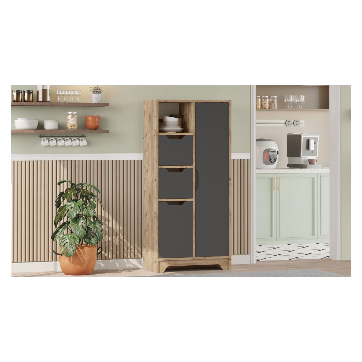Sokoldalú szekrény, Atlantic Pine, Anthracite - 3