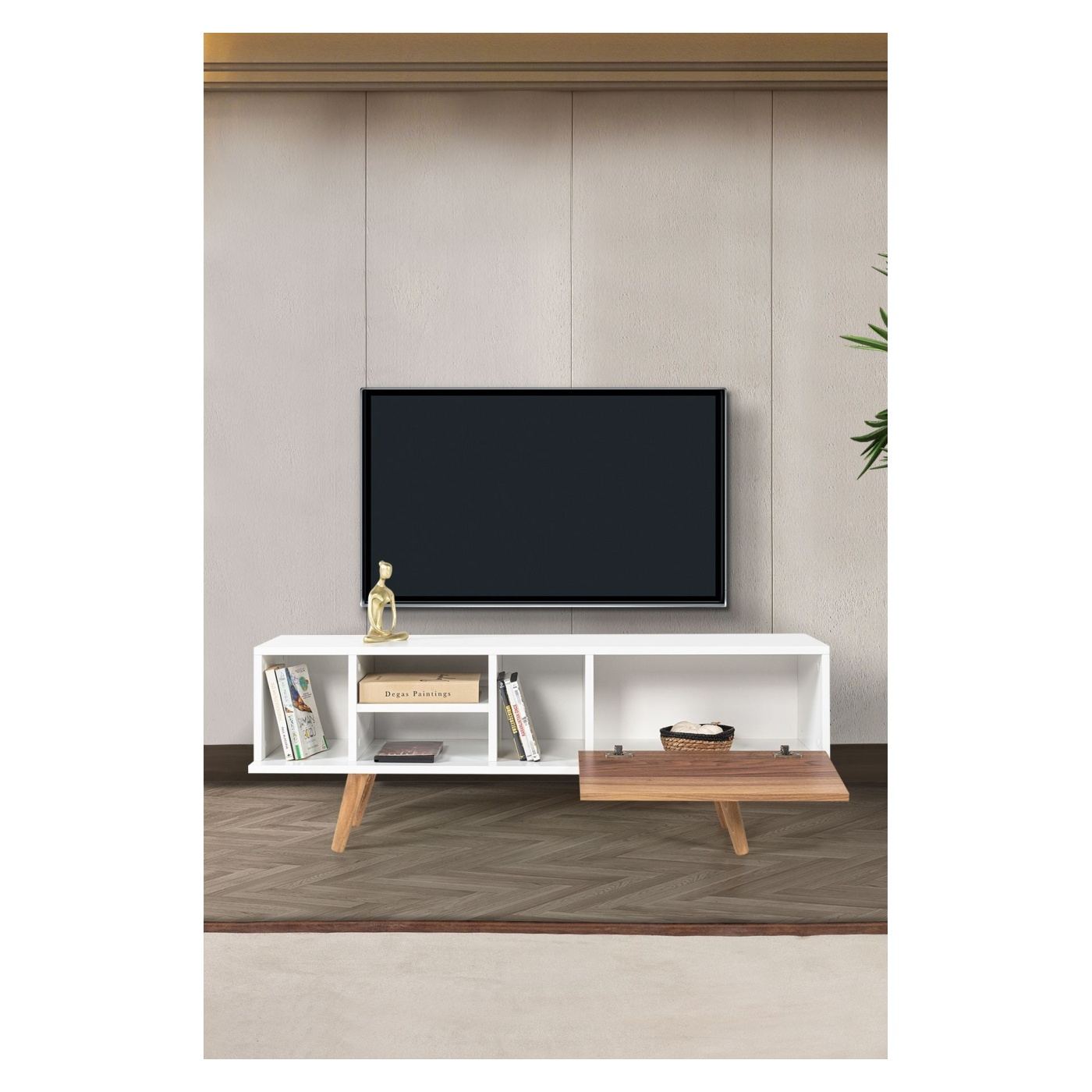 TV állvány, Fehér, Dió - 3