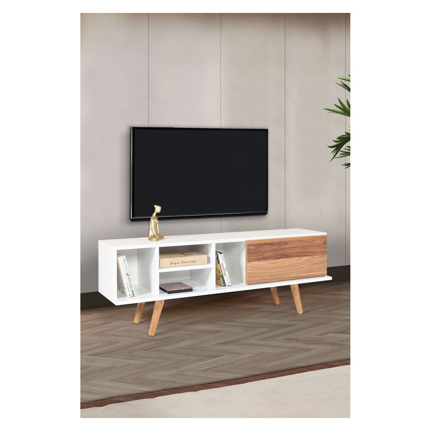 TV állvány, Fehér, Dió - 5