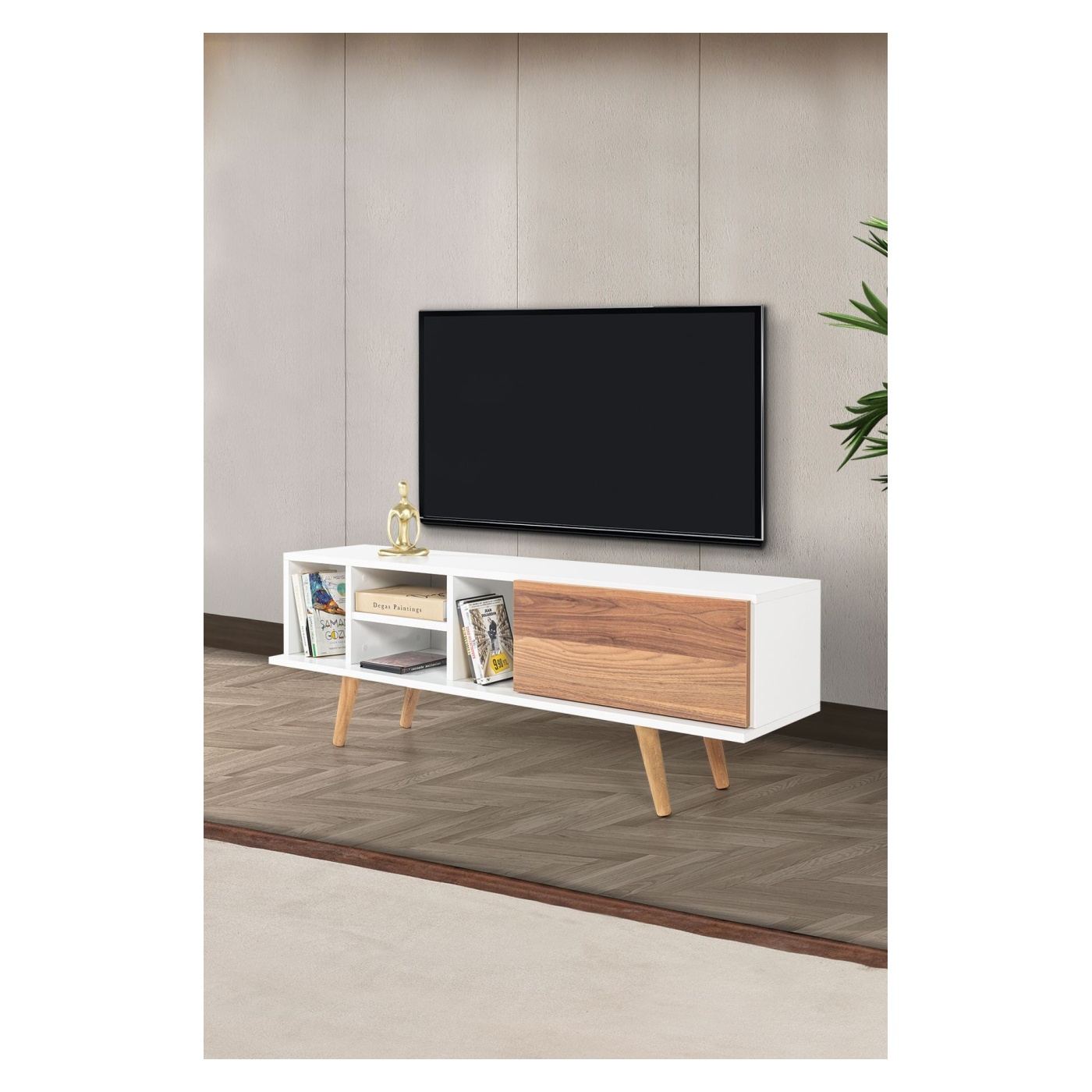 TV állvány, Fehér, Dió - 7