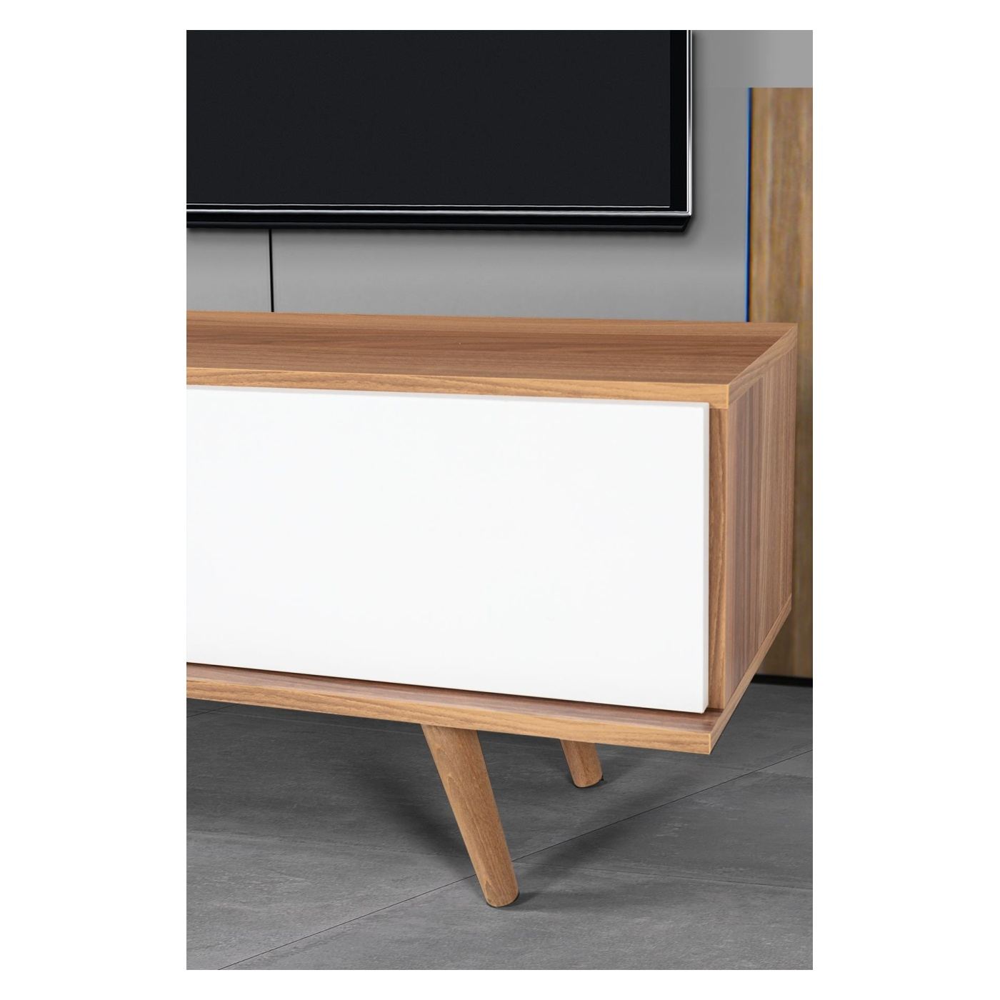 TV állvány, dió, fehér - 5