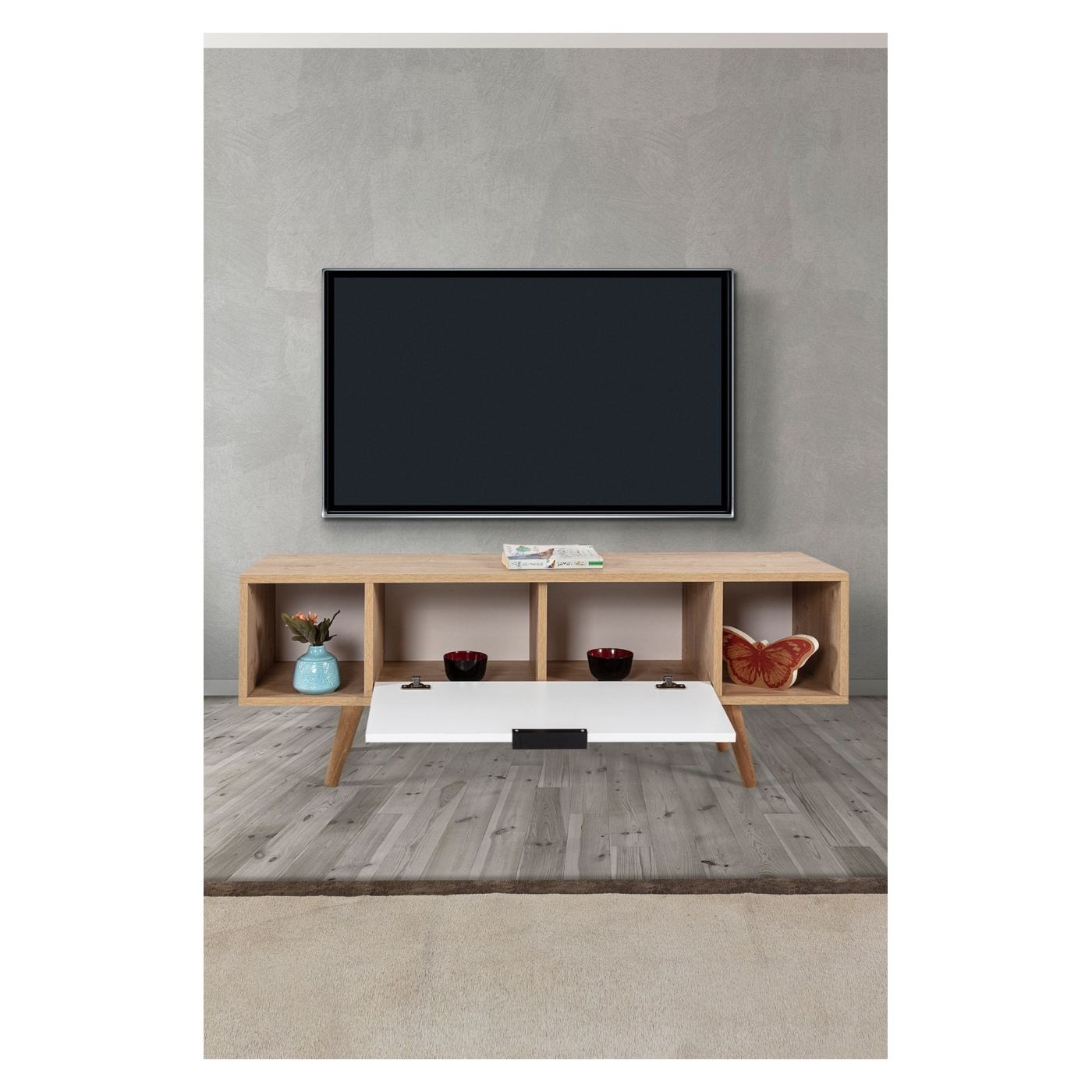 TV állvány, Sapphire Oak, Fehér - 2