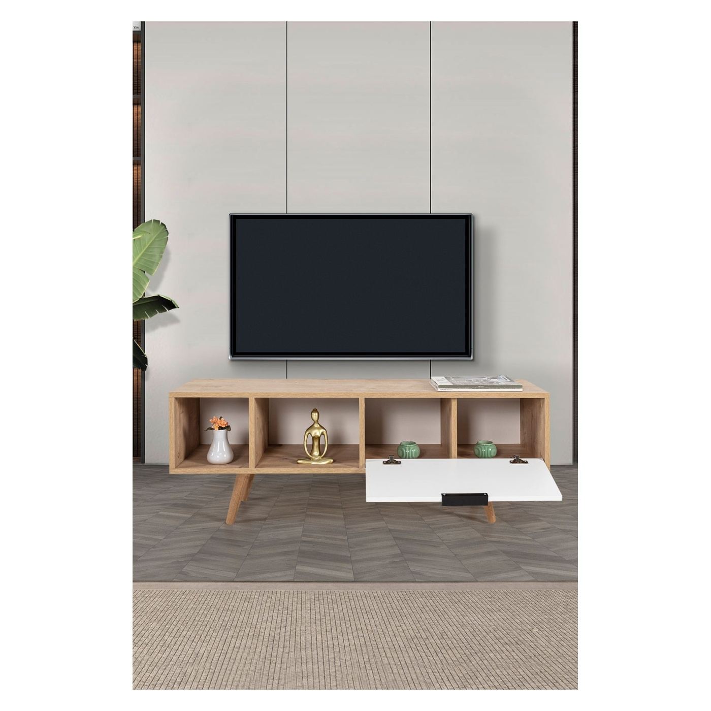 TV állvány, Sapphire Oak, Fehér - 2